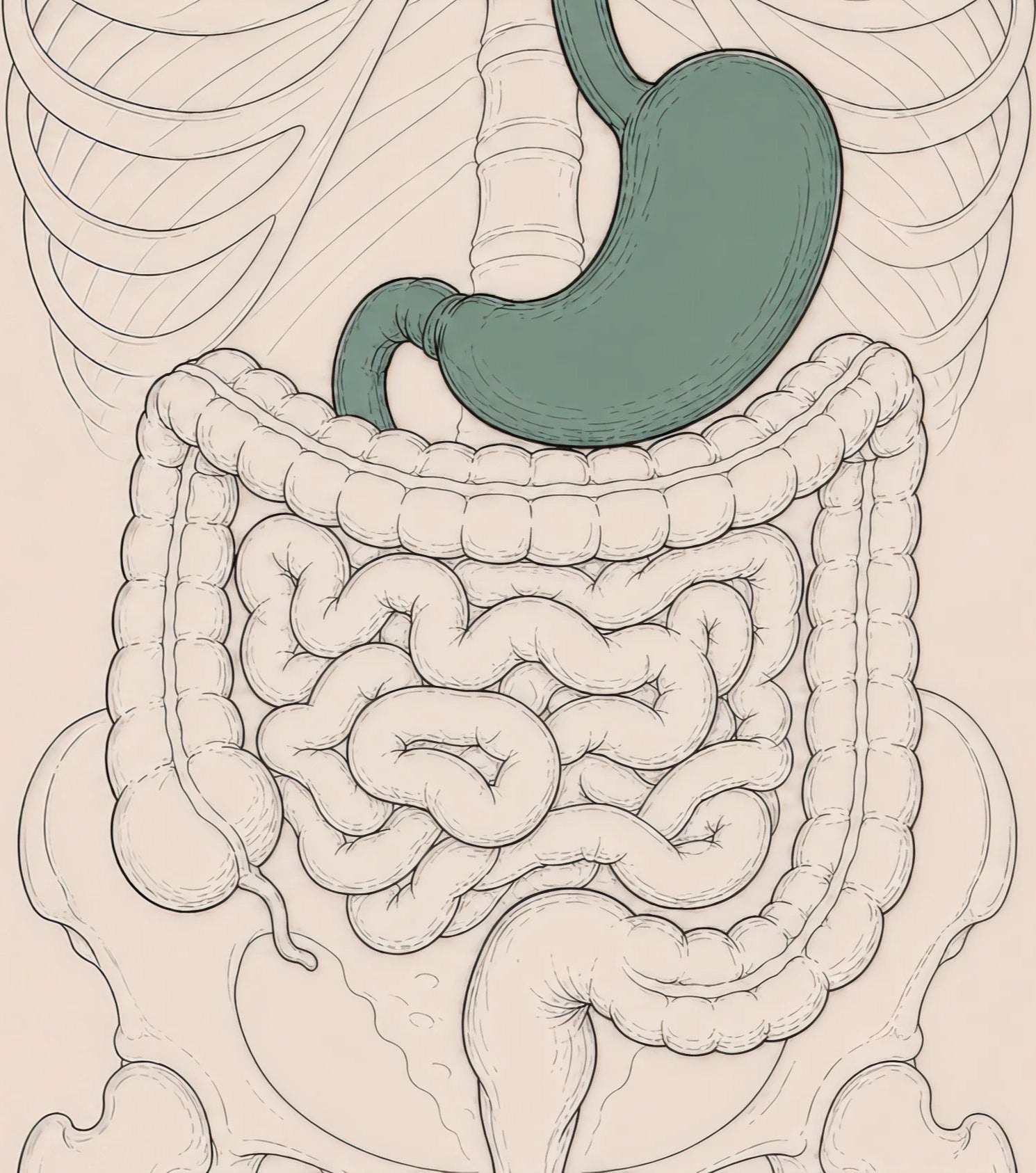 Illustration highlighting the stomach