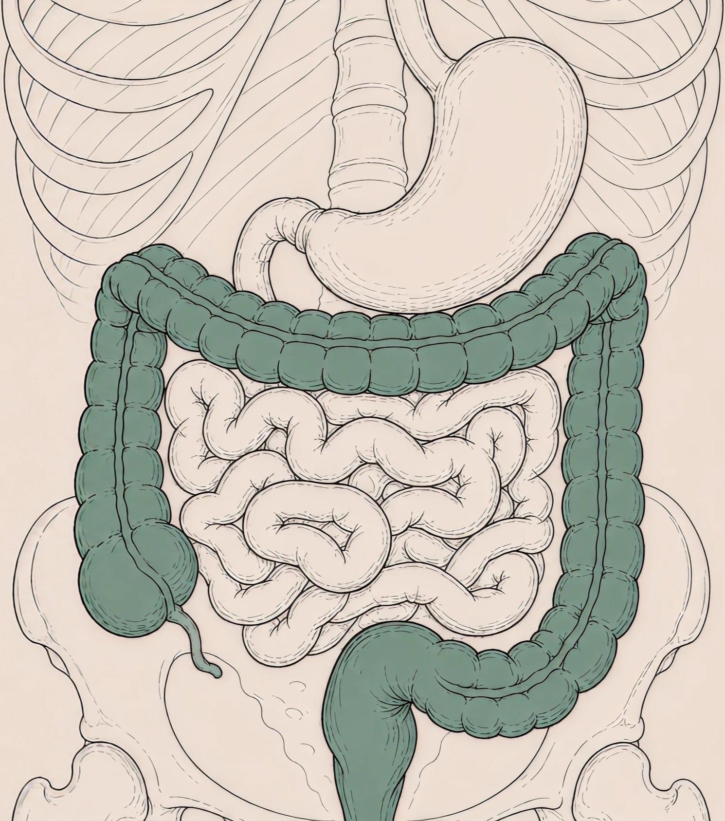 Illustration highlighting the colon